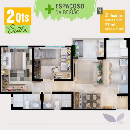 Imagem Apartamento com 2 Quartos à Venda, 54 m² em Jardim Helvécia - Aparecida de Goiânia