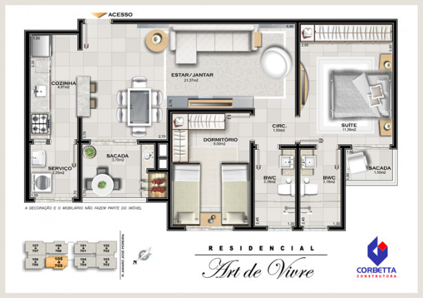 Imagem Apartamento com 3 Quartos à Venda, 80 m²em Centro - Araranguá
