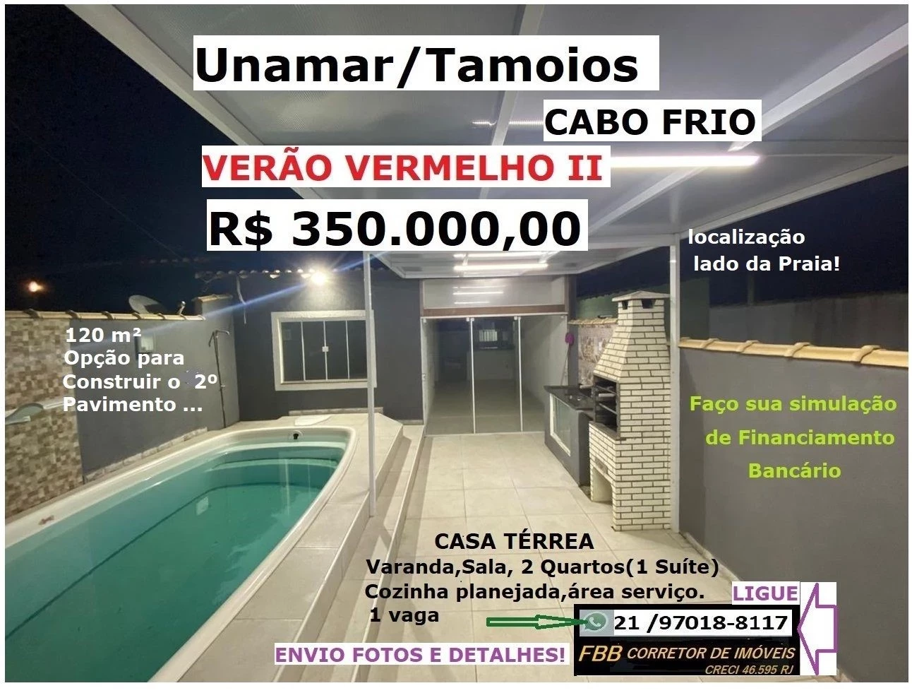 Imagem Casa de Condomínio com 2 Quartos à Venda, 120 m² em Verão Vermelho (Tamoios) - Cabo Frio