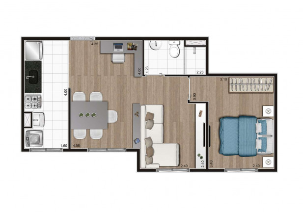 Imagem Apartamento com 2 Quartos à Venda, 40 m² em Jardim Adelfiore - São Paulo