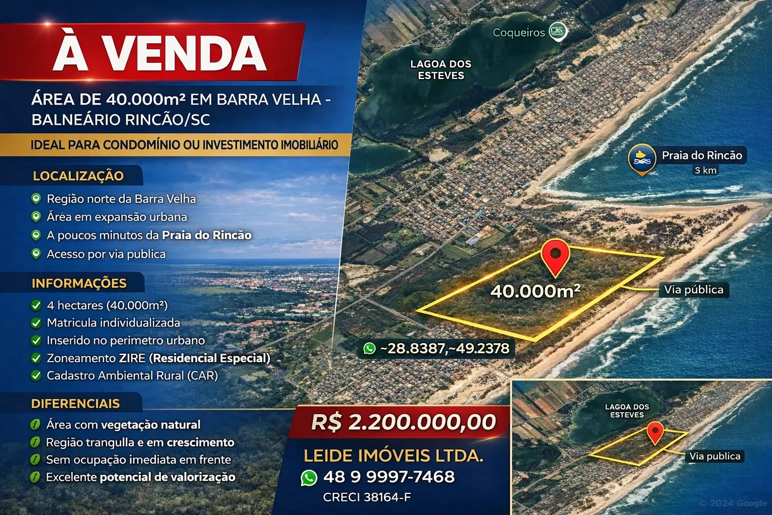 Imagem Terreno à Venda, 40 metros em Balneário Rincão - Balneário Rincão