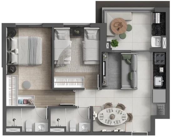 Foto do imóvel: Apartamento com 2 Quartos à Venda, 56 m² em Centro Comercial Jubran - Barueri