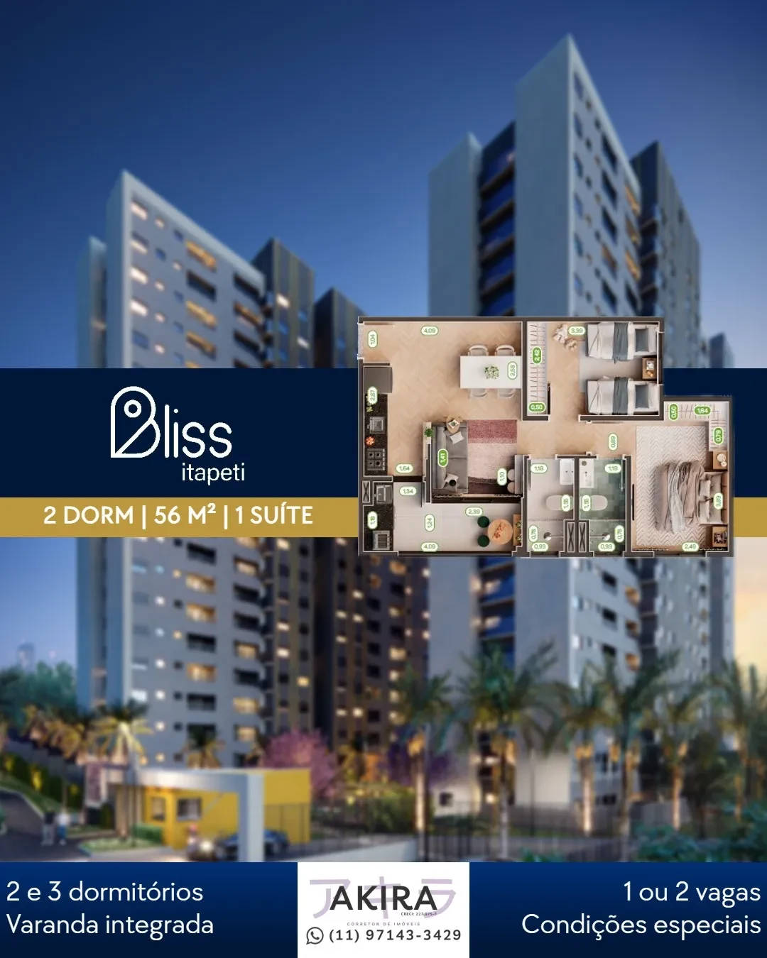 Imagem Apartamento com 2 Quartos à Venda, 56 metros em Mogi Moderno - Mogi das Cruzes
