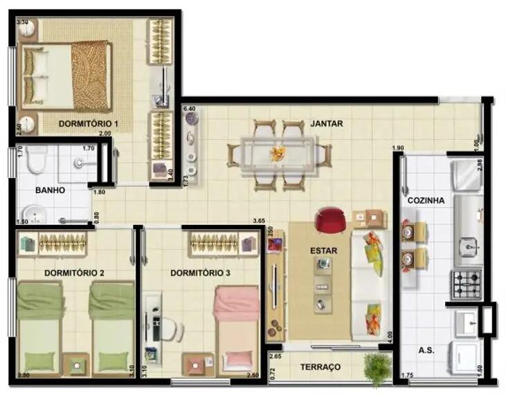 Imagem Apartamento com 3 Quartos à Venda, 65 m² em Guarapiranga - São Paulo