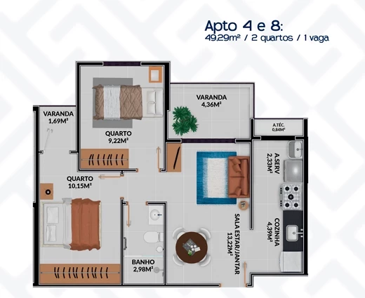 Foto do imóvel: Apartamento com 2 Quartos à Venda, 48 m² em Cocal - Vila Velha