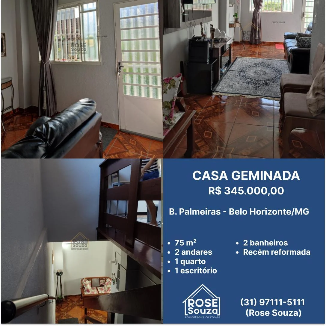 Casa com 3 Quartos à Venda, 75 m²em Palmeiras - Belo Horizonte