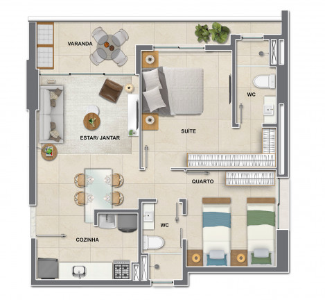 Imagem Apartamento com 2 Quartos à Venda, 55 m² em Cocó - Fortaleza