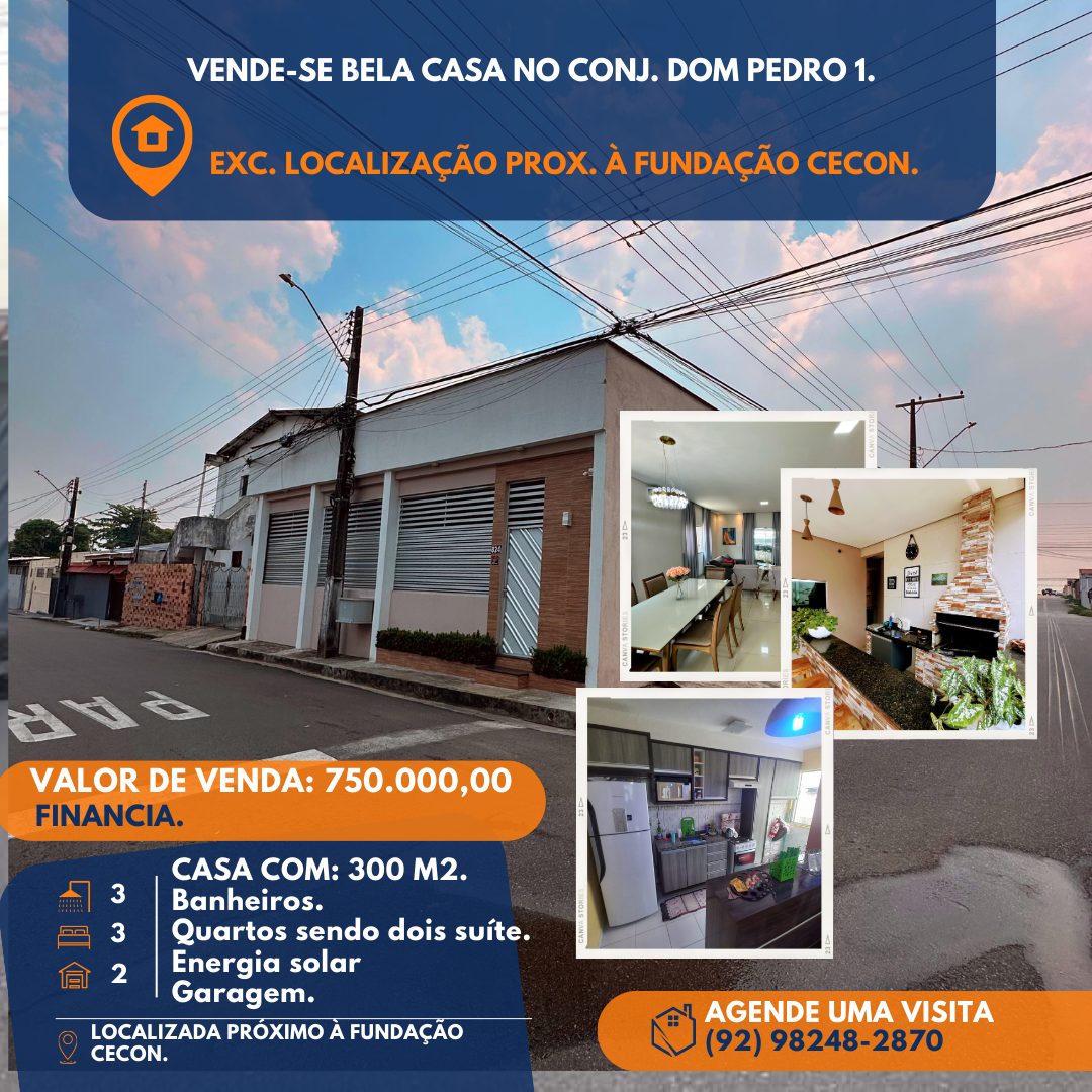 Casa com 3 Quartos à Venda, 189 m²em Dom Pedro I - Manaus
