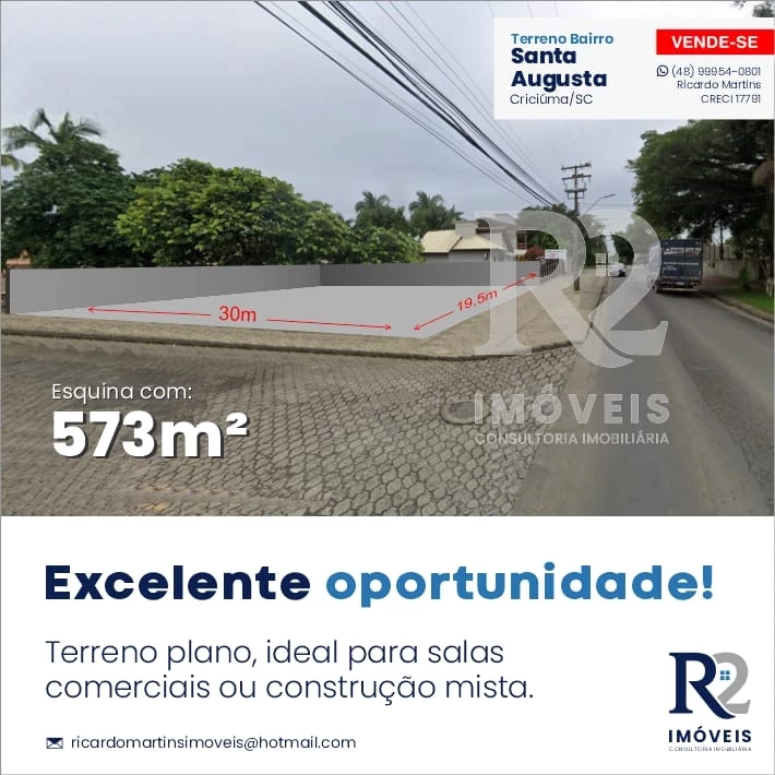 Terreno à Venda, 573 m² em Santa Augusta - Criciúma