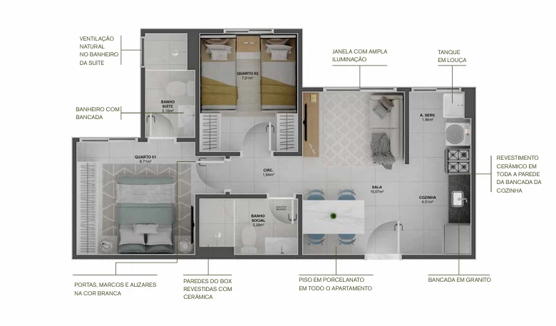 Foto do imóvel: Apartamento com 2 Quartos à Venda, 42 m² em Ataíde - Vila Velha