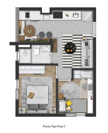 Imagem Studio com 2 Quartos à Venda, 38 m² em Centro - Osasco