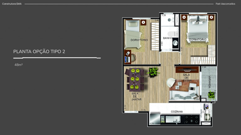 Imagem Apartamento com 2 Quartos à Venda, 48 m² em Jardim do Castelo - Ferraz de Vasconcelos