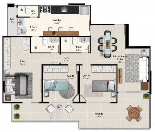 Apartamento com 3 Quartos à Venda, 101 m² em Itapuã - Vila Velha