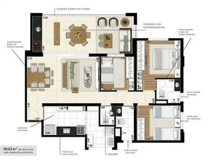 Imagem Apartamento com 3 Quartos à Venda, 92 m²em Jardim Paraíso - São Paulo