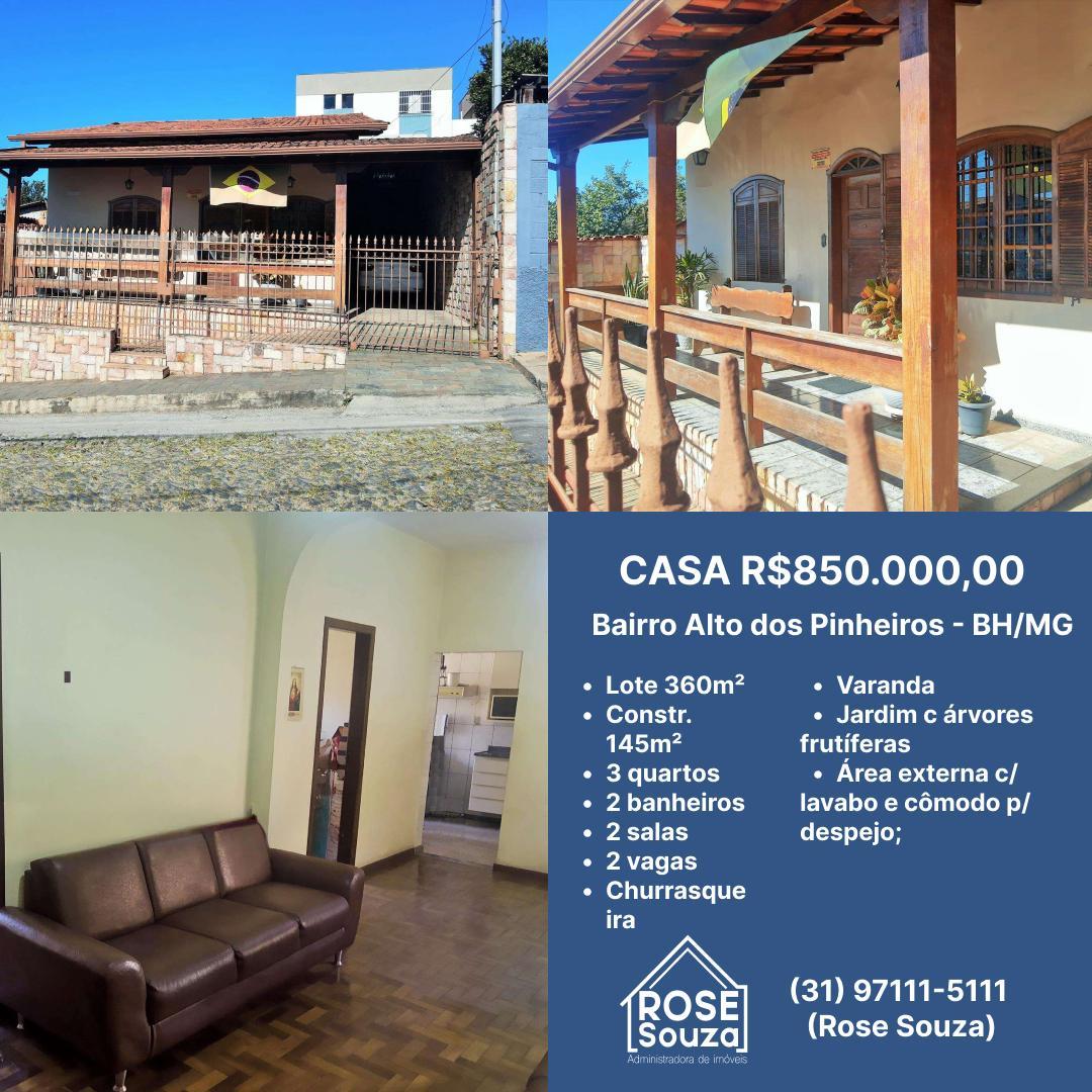 Casa com 3 Quartos à Venda, 145 m²em Alto dos Pinheiros - Belo Horizonte