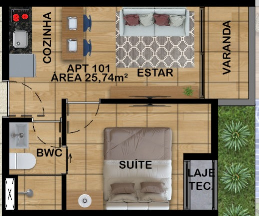Imagem Apartamento com 1 Quarto à Venda, 25 m² em Cupe - Ipojuca