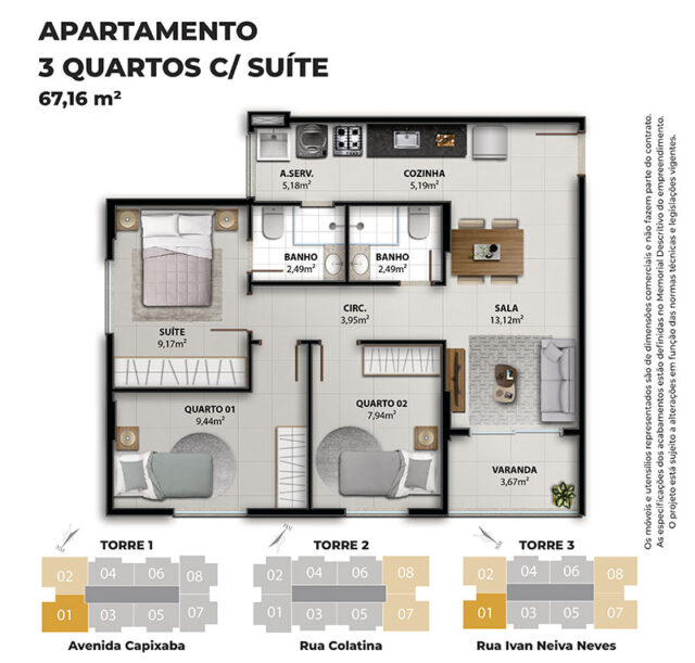 Imagem Apartamento com 3 Quartos à Venda, 63 m² em Residencial Coqueiral - Vila Velha