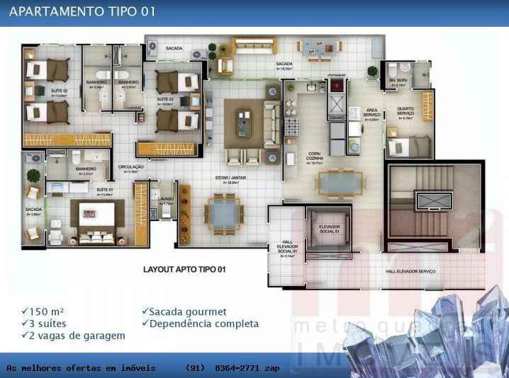 Imagem Apartamento com 3 Quartos à Venda, 150 m² em Nova Marabá - Marabá