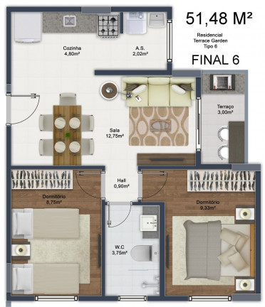 Foto do imóvel: Apartamento com 2 Quartos à Venda, 56 m² em Mirim - Praia Grande