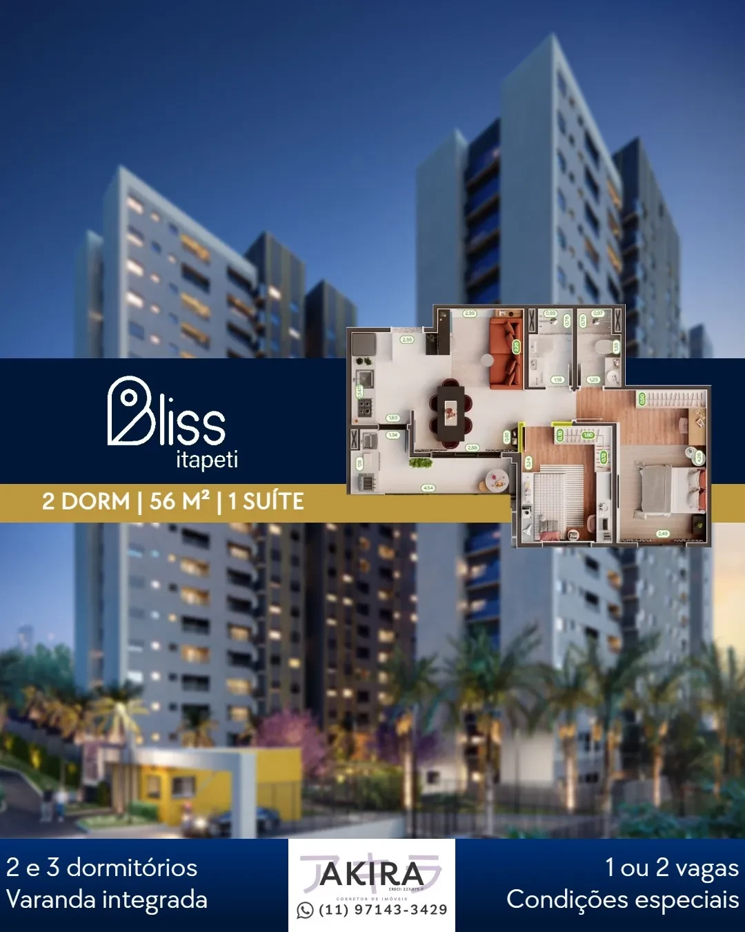 Imagem Apartamento com 2 Quartos à Venda, 56 metros em Mogi Moderno - Mogi das Cruzes