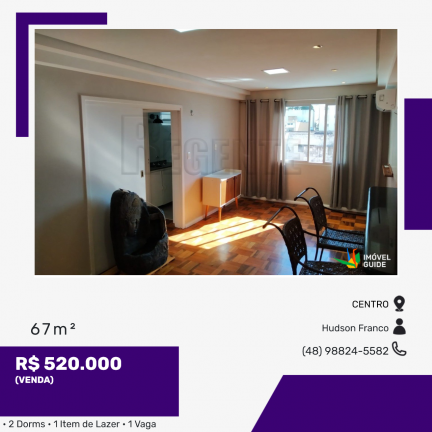 Apartamento com 2 Quartos à Venda, 67 m² em Centro - Florianópolis