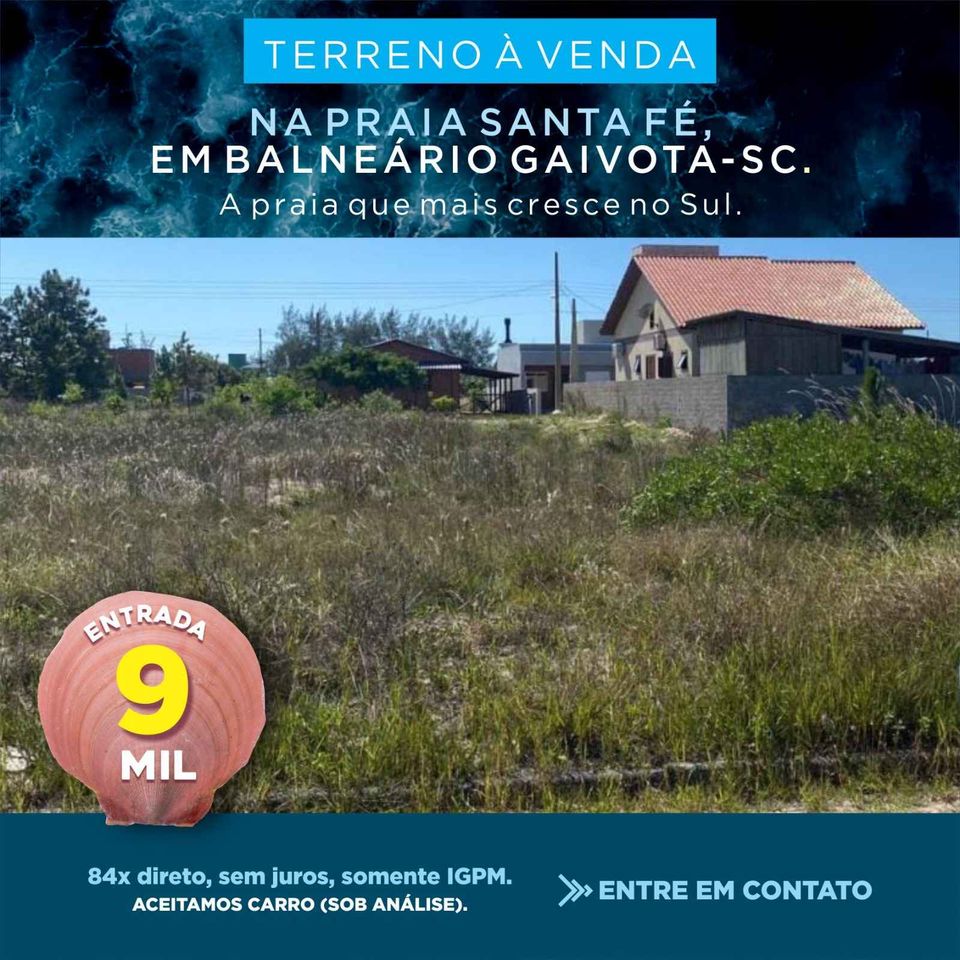 Terreno à Venda, 300 m²em Praia Gaivotas - Sombrio