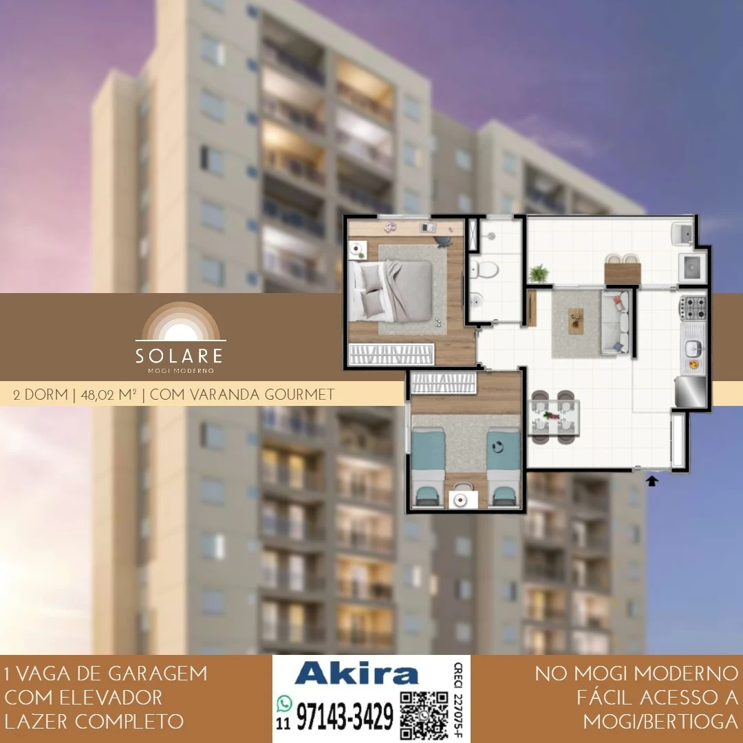 Imagem Apartamento com 2 Quartos à Venda, 48 m² em Mogi Moderno - Mogi das Cruzes
