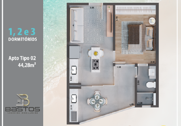 Foto do imóvel: Apartamento com 1 Quarto à Venda, 44 m² em Jardim Britânia - Caraguatatuba