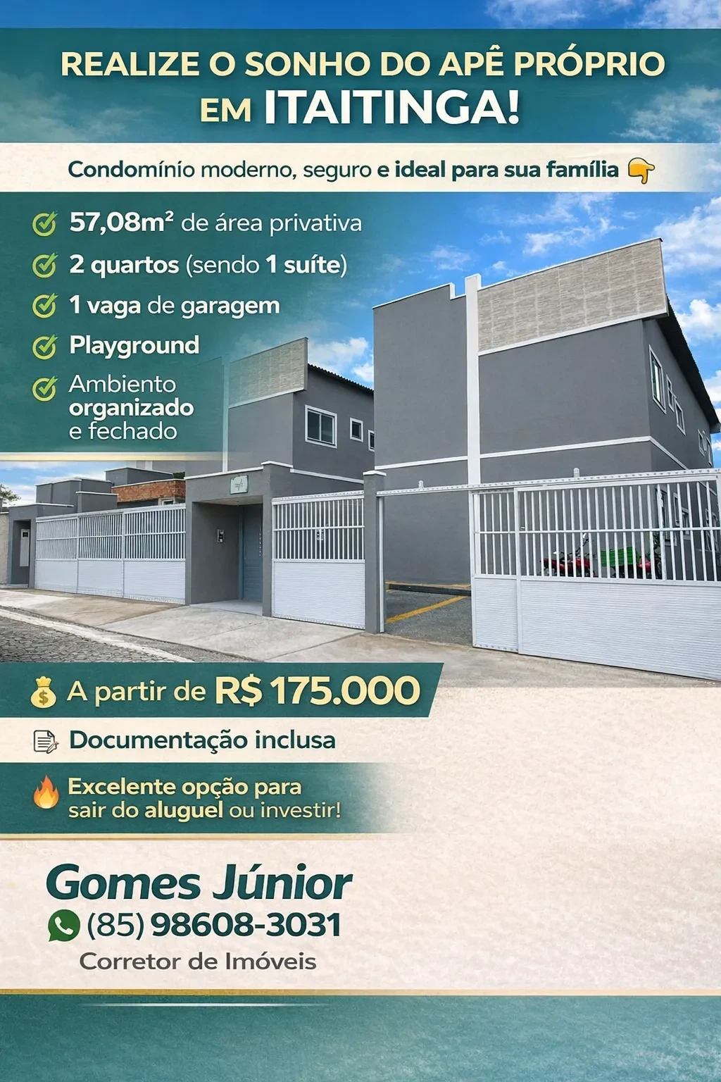 Imagem Apartamento com 2 Quartos à Venda, 57 m² em Gereraú - Itaitinga