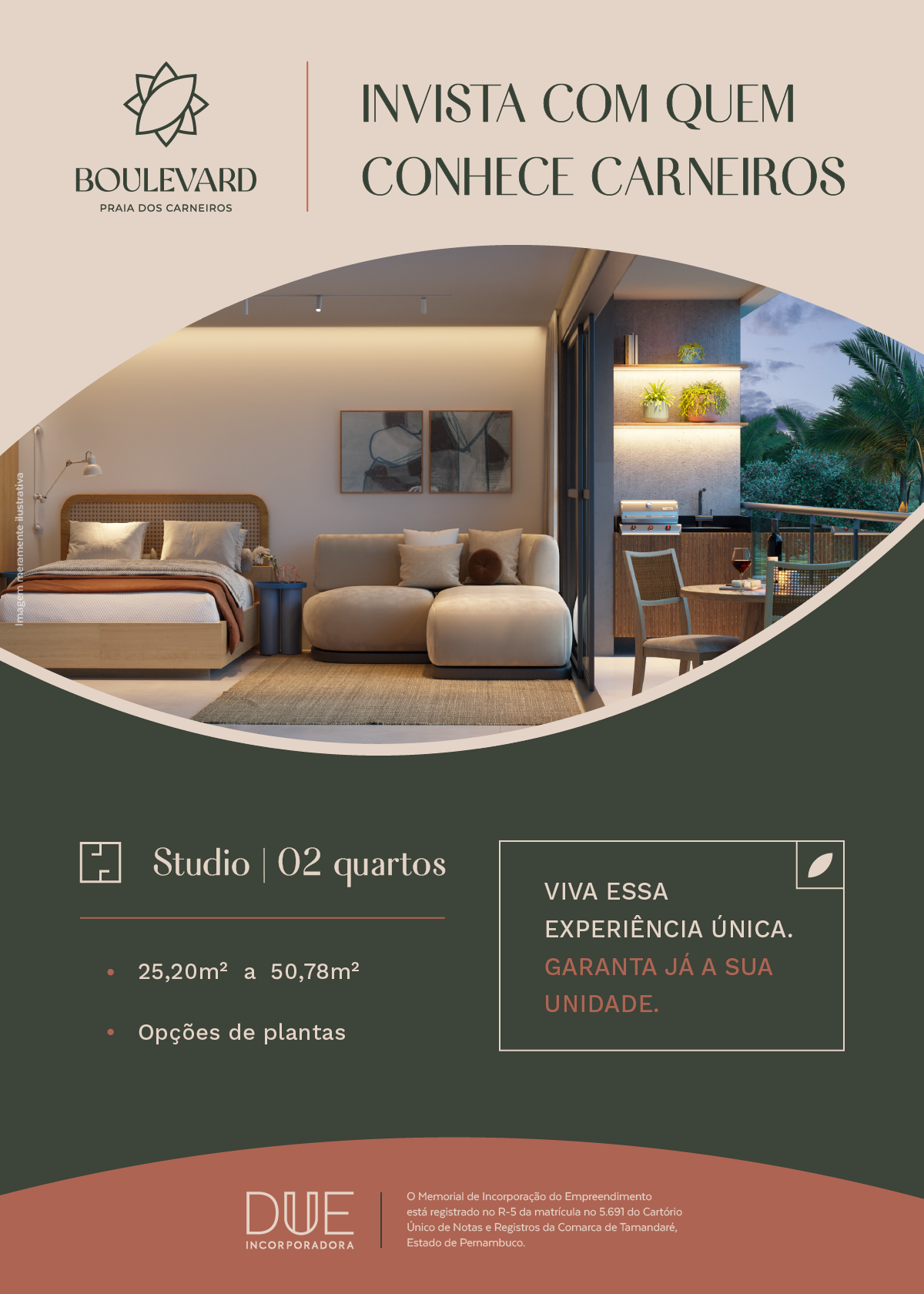 Apartamento com 2 Quartos à Venda, 51 m²em Praia dos Carneiros - Tamandaré