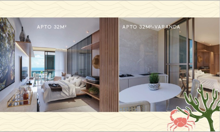 Imagem Apartamento com 1 Quarto à Venda, 32 m² em Muro Alto - Ipojuca