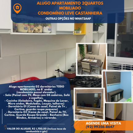 Imagem Apartamento com 2 Quartos para Alugar, 42 m² em Tarumã-Açu - Manaus