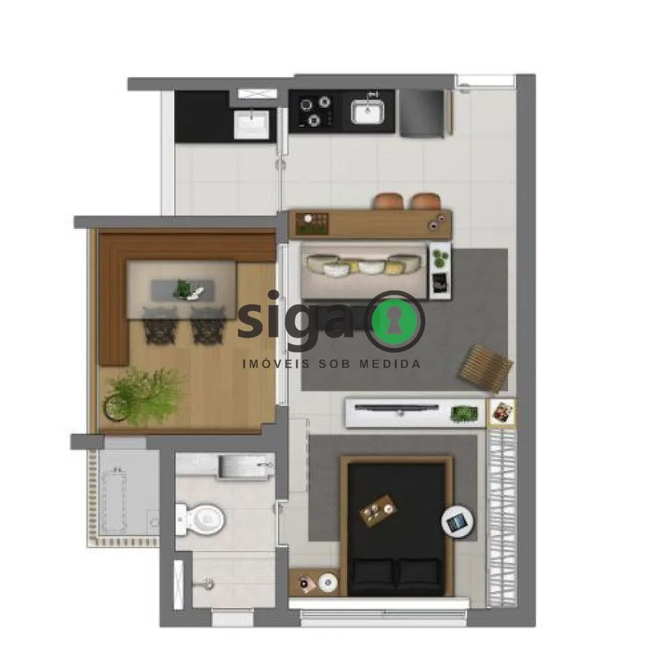 Imagem Apartamento para venda e locação, 1 Quarto, 1 Vaga, 45m², Chácara Klabin-SP