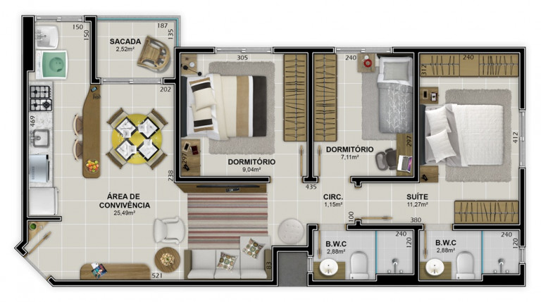 Imagem Apartamento com 3 Quartos à Venda, 86 m² em Próspera - Criciúma