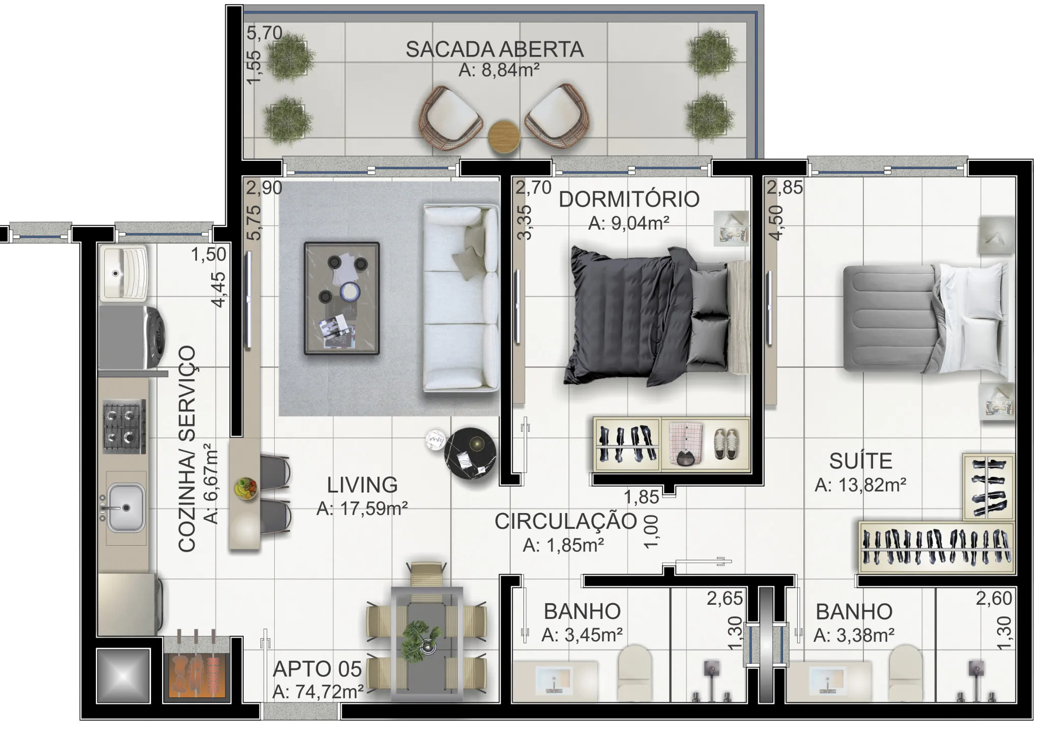 Imagem Apartamento à venda em Torres, Praia da Cal, com 2 quartos, 160.86m2