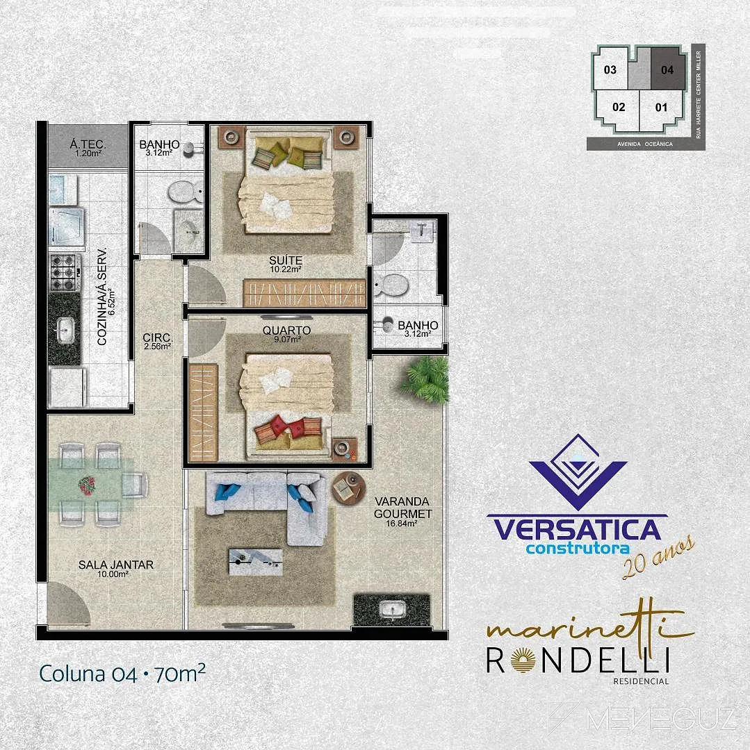 Imagem Marinetti Rondelli - Lançamento na Praia do Morro, com apartamentos a venda de 2 quartos, a uma quadra do mar e lazer completo