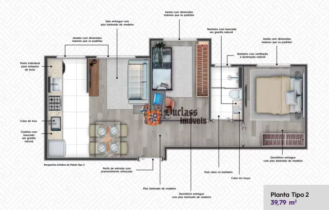 Imagem Apartamento com 2 dormitórios à venda, 39 m² por R$ 281.089 - Vila Sacadura Cabral - Santo André/SP