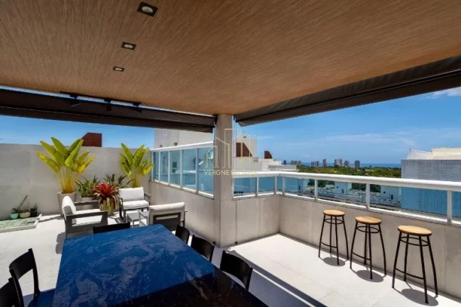 Imagem Excelente cobertura alto padrão vista mar com três quartos home theater a venda em Alphaville l