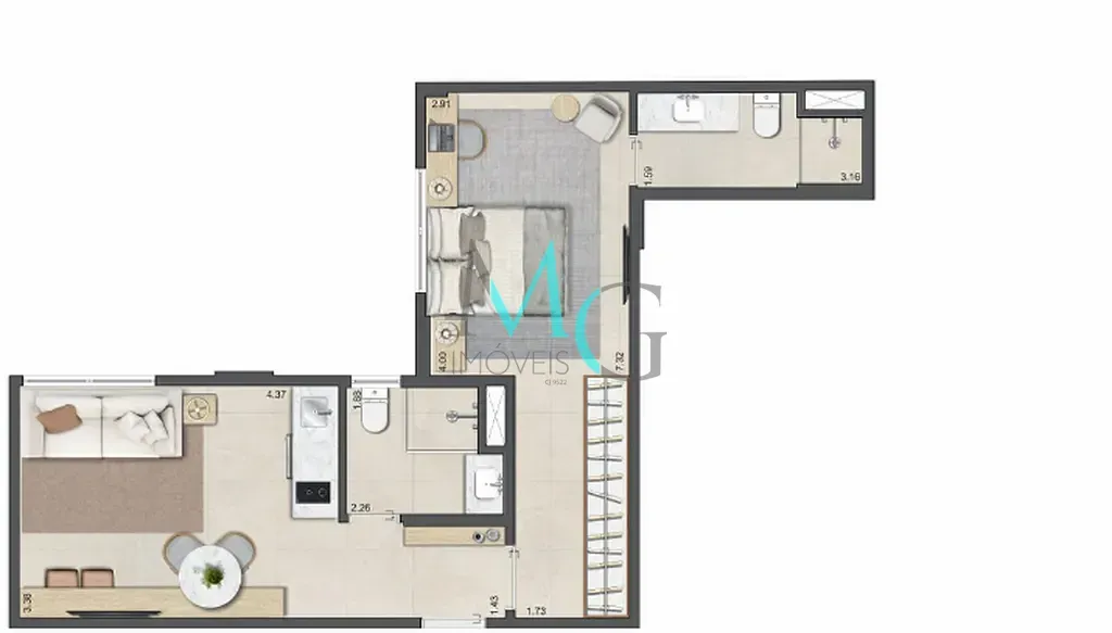 Imagem Apartamento à venda 2 Quartos 2 Suites 77.55M² Leblon Rio de Janeiro - RJ | Guilhem Mozak - Residencial