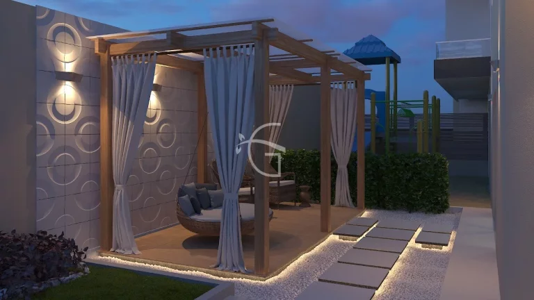 Imagem Apartamento de alto padrão para venda no América em Joinville, com uma área de lazer completa e totalmente mobiliada e decorada.