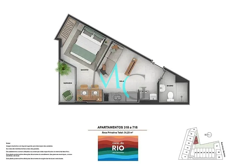 Imagem Apartamento à venda 1 Quarto 35.98M² Centro Rio de Janeiro - RJ | Cores do Rio - Residencial