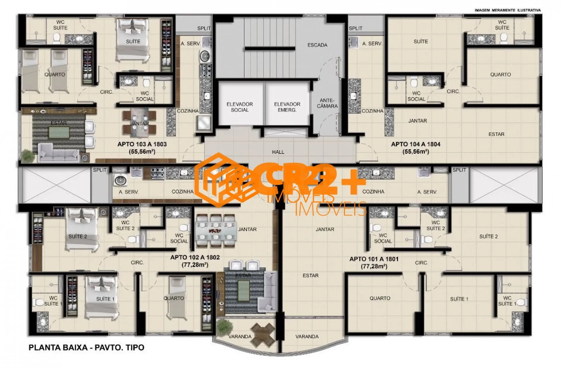 Imagem Apartamento a Venda de 77m² com 3 quartos 2 suítes em Casa Caiada- Olinda
