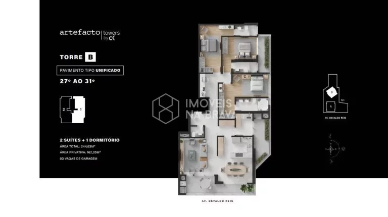 Imagem APARTAMENTO 3 DORMITORIOS A VENDA PRAIA BRAVA - ITAJAI/SC