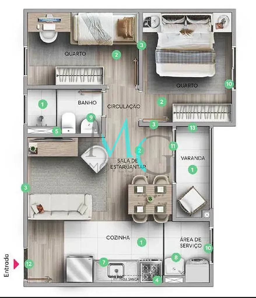 Imagem Garden à venda 2 Quartos 1 Vaga 51.95M² Campo Grande Rio de Janeiro - RJ | Ipê Amarelo Residencial - Fase 1