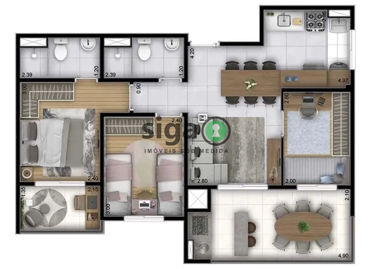 Imagem APARTAMENTO COM 3 DORMS ,1 VAGA - LAZER CLUBE - PRONTO PARA MORAR- PERTO DO METRÔ GIOVANNI GRONCHI