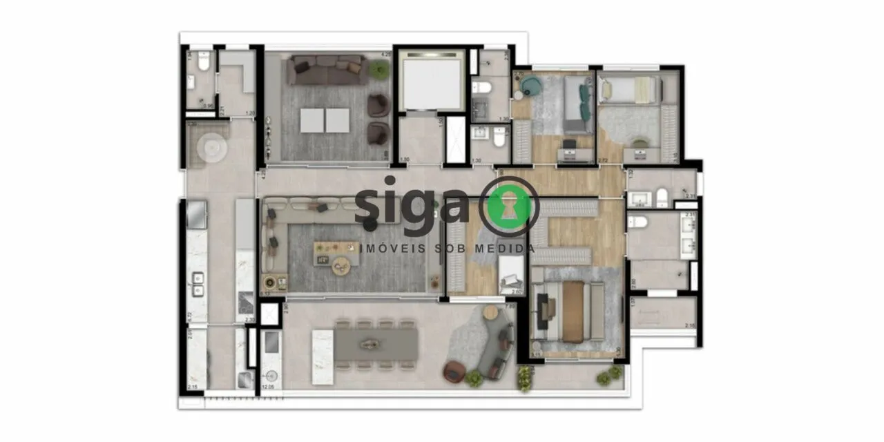 Imagem Apartamento 187m² | 4 Dormitórios com Varanda e Lazer no Brooklin, próximo a Berrini