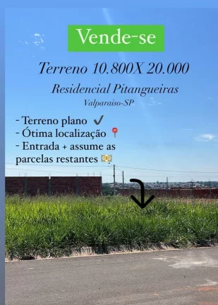 TERRENO 216 M² OTIMO LOTE NO B. PITANGUEIRAS EM VALPARAISO SP