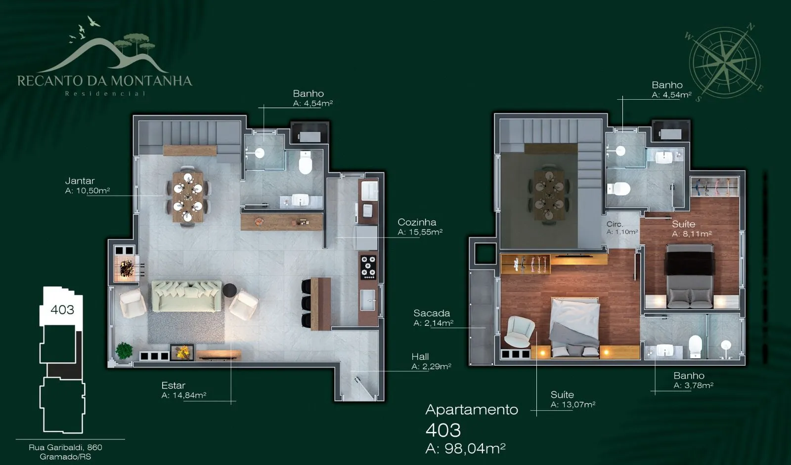 Imagem Apartamento à venda em Gramado, Centro, com 1 quarto, 55.99m2