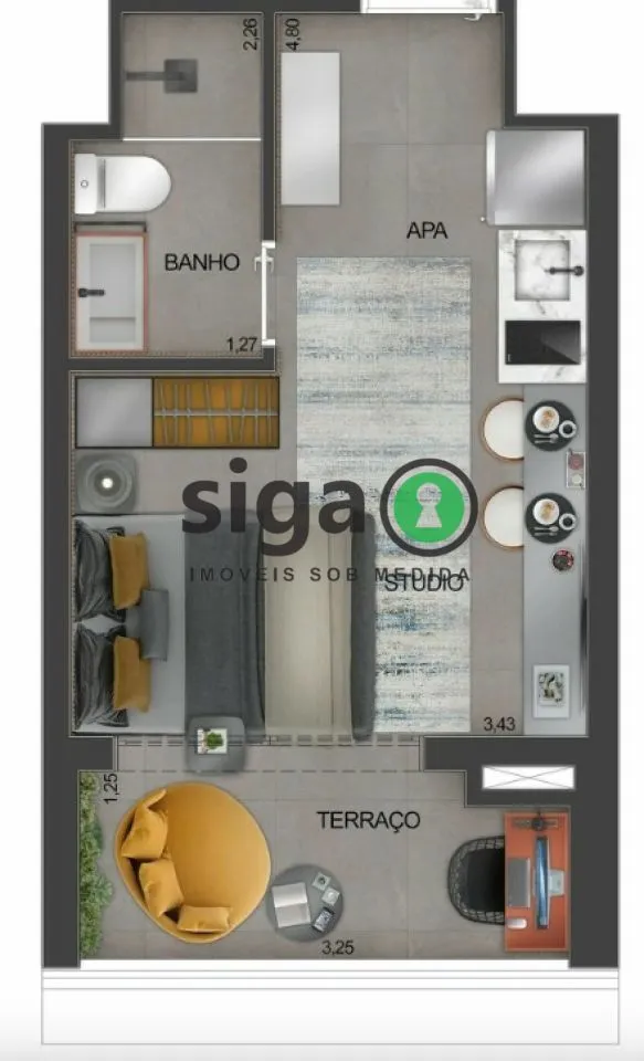 Imagem Apartamento Studio para venda no Campo Belo, São Paulo - SP