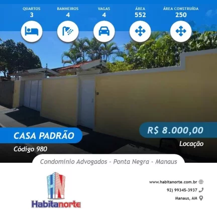 Foto do imóvel CASA NO CONDOMÍNIO ADVOGADOS - BAIRRO PONTA NEGRA